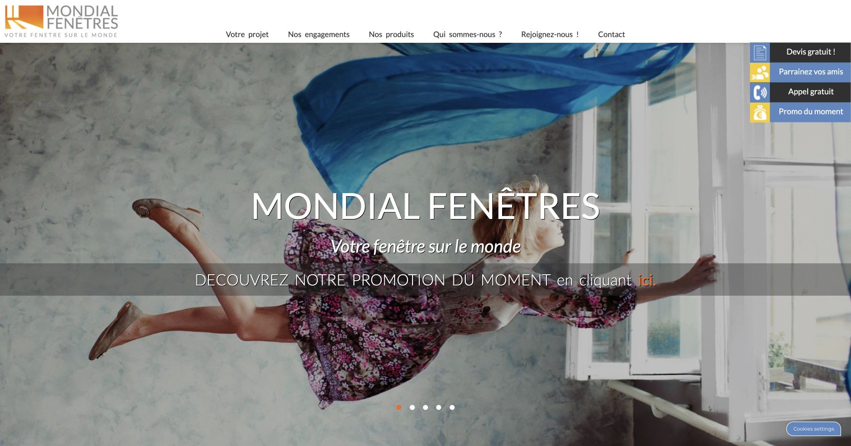 Capture du site de Mondial Fenêtres — Groupement GMT