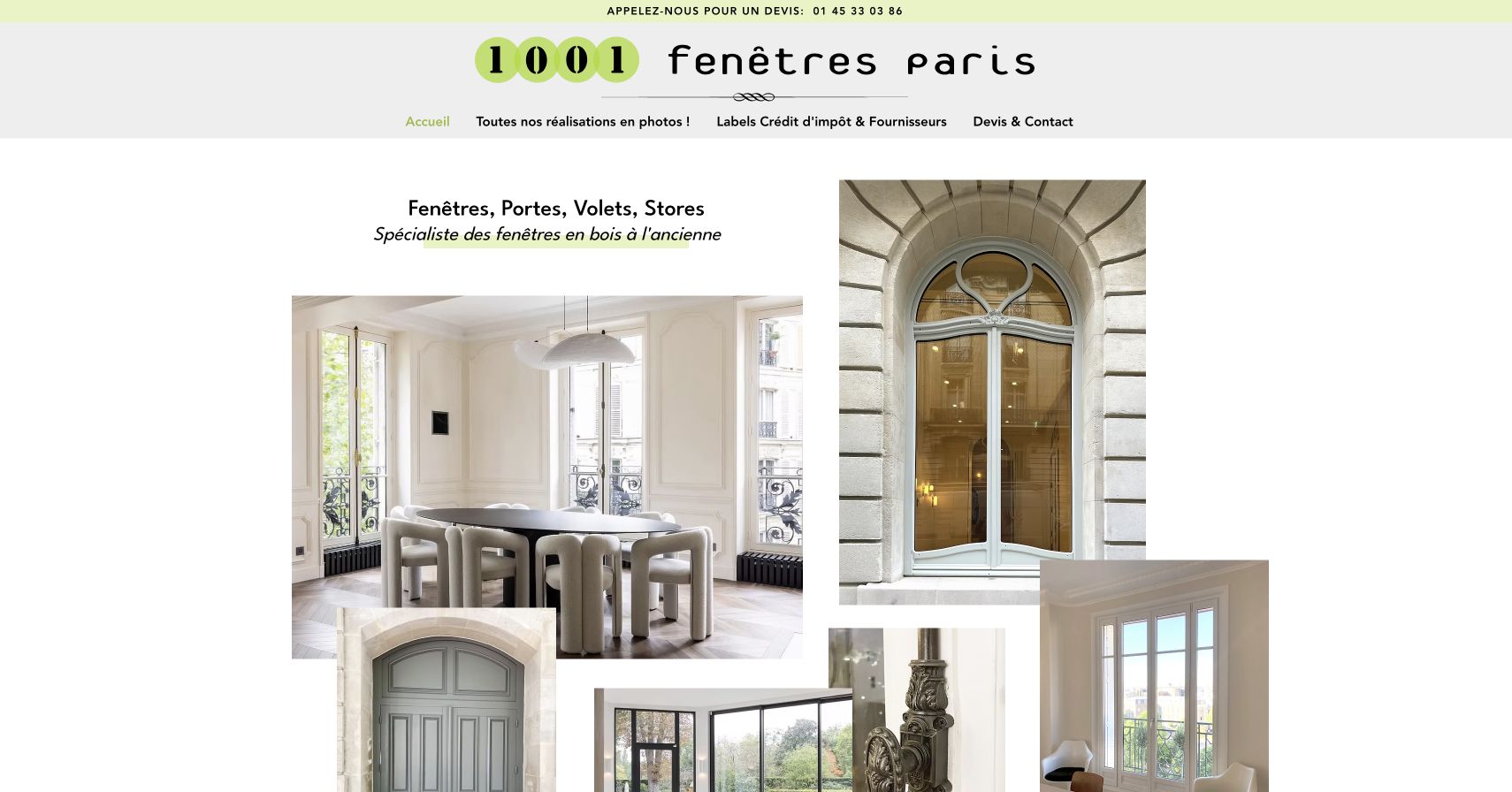 Capture du site de 1001 Fenêtres Paris