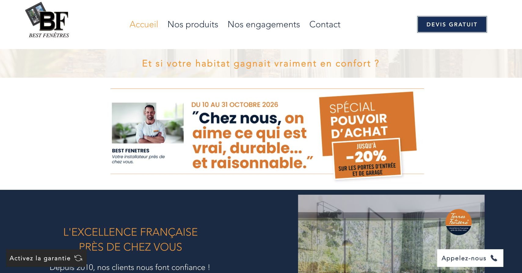 Capture du site de Best Fenêtres